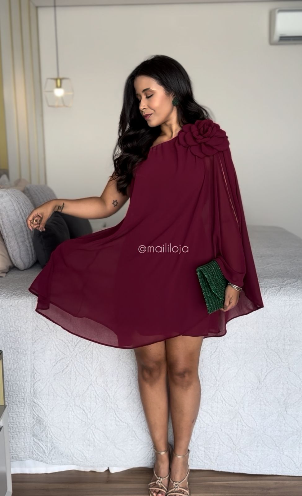 Vestido Mia- Ombro Só Flor Chifon