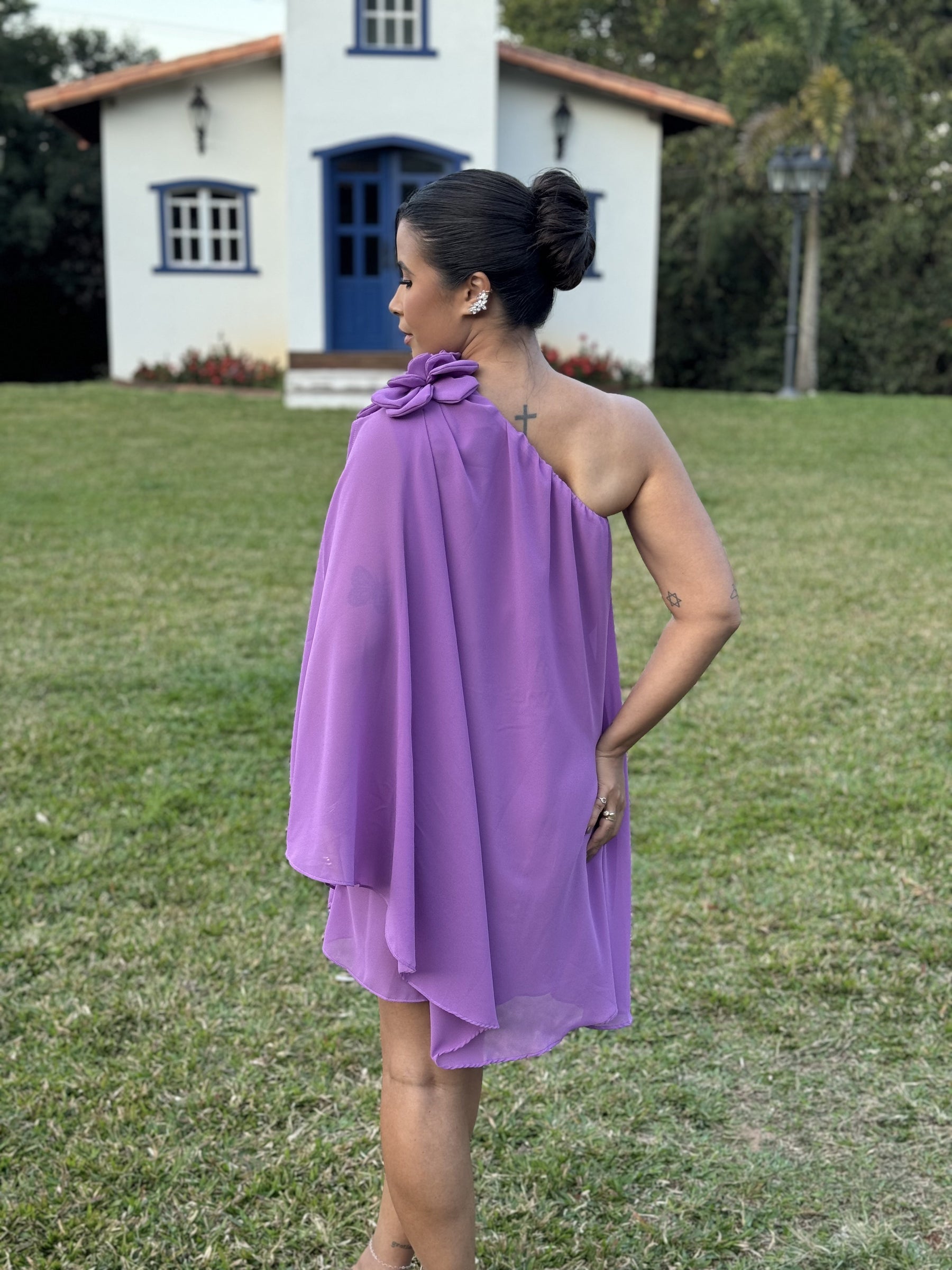 Vestido Mia- Ombro Só Flor Chifon